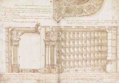 Teatro Filarmonico, Accademia Filarmonica, Verona, Italy - Section and Ceiling by Francesco Galli Bibiena